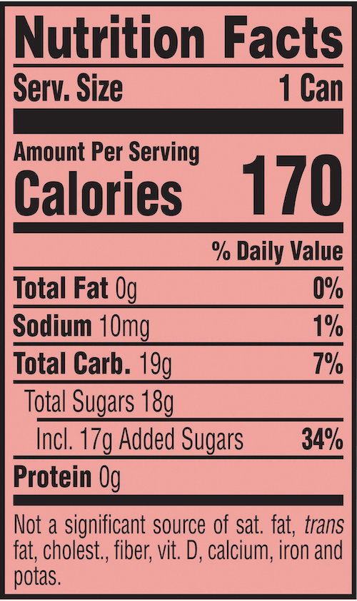 Nutrition Facts for Simple Spiked Signature Cranberry 12oz can